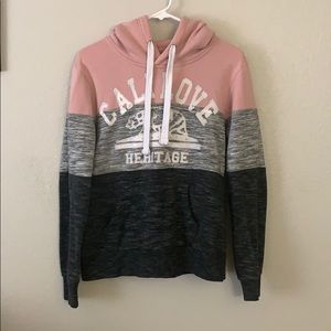 Pink, Grey, and Charcoal color block sweatshirt